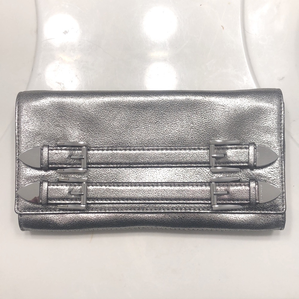 NWT Michael Kors Silver Clutch (w included strap) Silver Hardware
